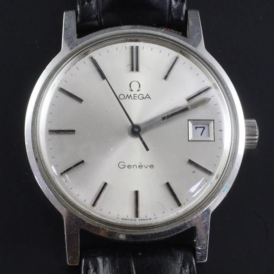 A gentlemans early 1970s stainless steel Omega manual wind wrist watch,